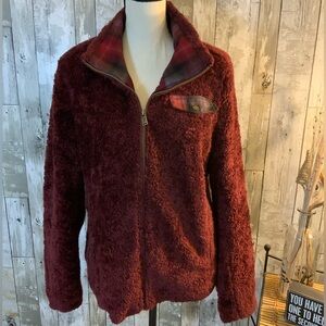 Pendleton zip up fleece and wool jacket. Has plaid accents. Size L